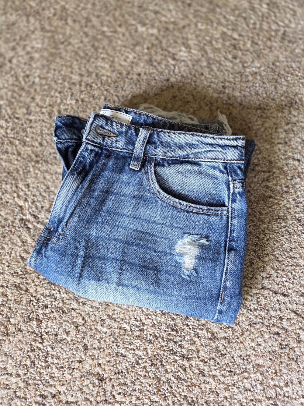 KanCan Medium Blue Distressed Straight Leg Jeans